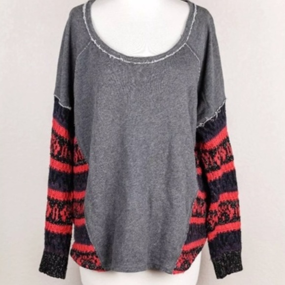 Free People Sweaters - Free People - Printed Sleeve Pullover Free People Sweaters - Free People - Printed Sleeve Pullover